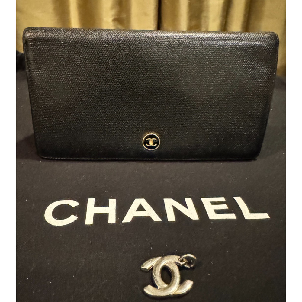 A05. Vintage CHANEL Coco Button Bi-Fold Long Wallet W/ Dustbag and COA